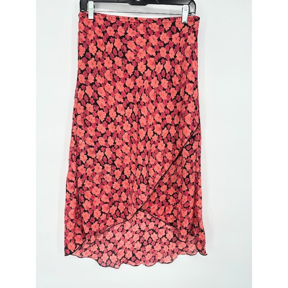 VTG Fashion Bug Y2K 90s Midi Skirt Size Medium Floral Asymmetrical Fairy Cottage